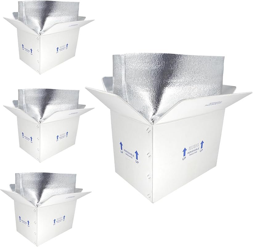 15x10x11 Insulated Shipping Box 4 Pack, Perishable Cooler with Aluminu