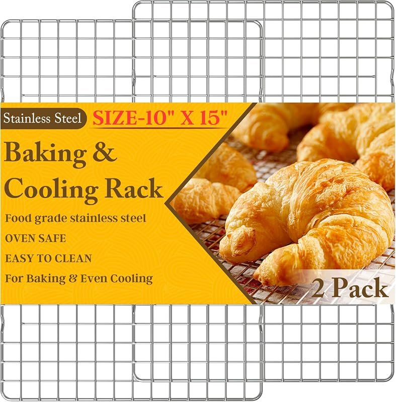 2PCS Cooling Racks for Baking 10x15 Inch Heavy Duty Stainless Steel Wi