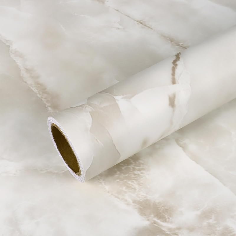 VEELIKE Wide Cream Onyx Marble Peel & Stick Waterproof Countertop Wrap