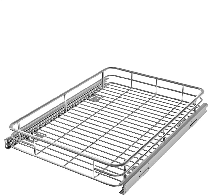 JOWBOOW Heavy-Duty Cabinet Pull Out Shelves 17x21 Metal Roll Out with