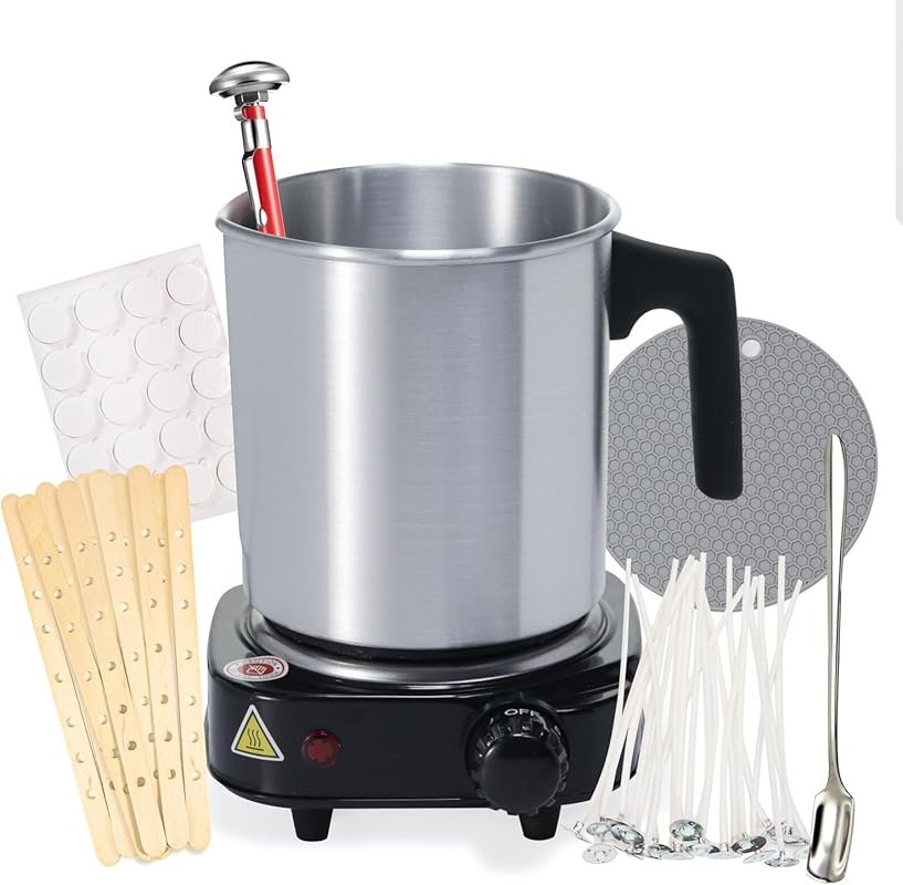 Aroparc Candle Making Kit with Wax Melter, 40oz Double Boiler Pot