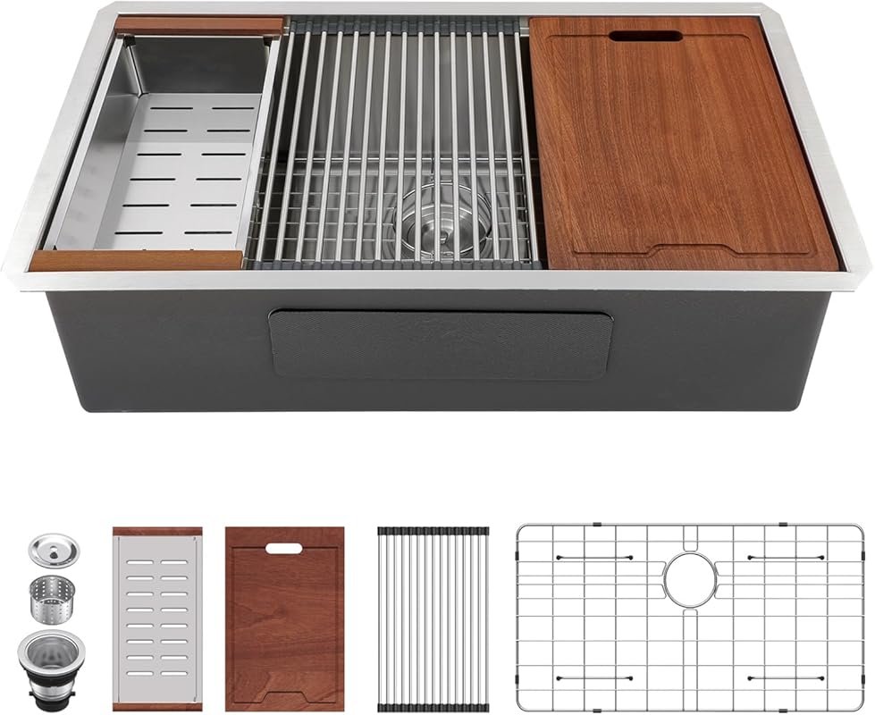 Lordear 33 Inch Undermount Kitchen Sink, 33x19 Stainless Steel 16 Gaug
