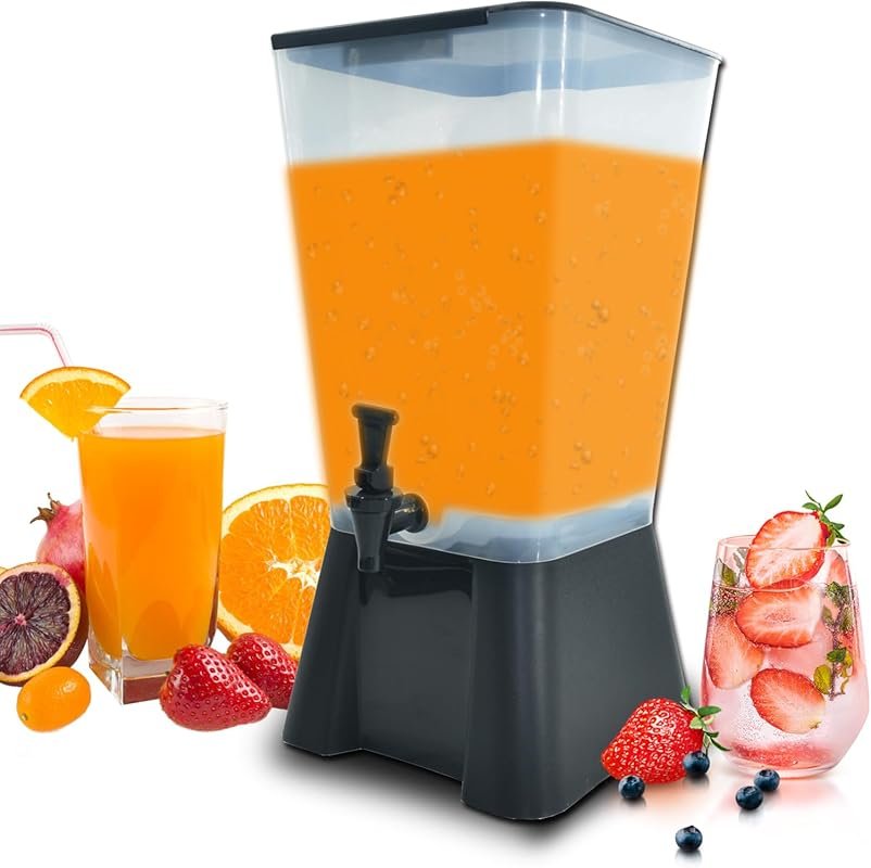 CLIVIA 5-Gallon Commercial Beverage Dispenser with Spigot and Black Base for Parties, Tea, Wine