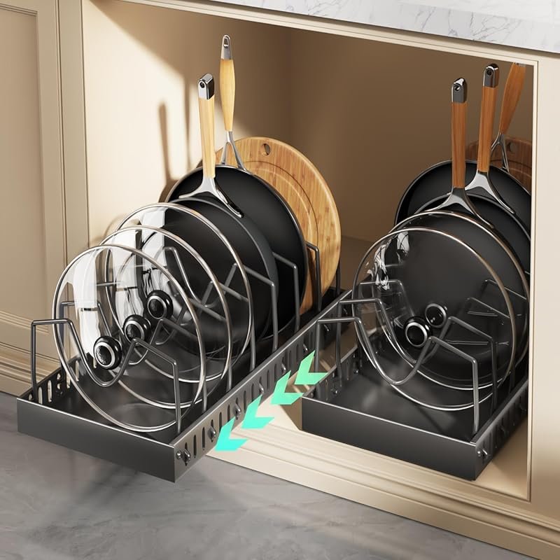 Lozovin Pull Out Pots and Pans Organizer Under Cabinet with 8 Adjustab