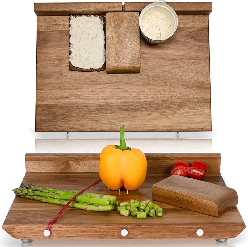 Adaptive One-Handed Cutting Board with 10 Spikes - Wooden Chopping Boa