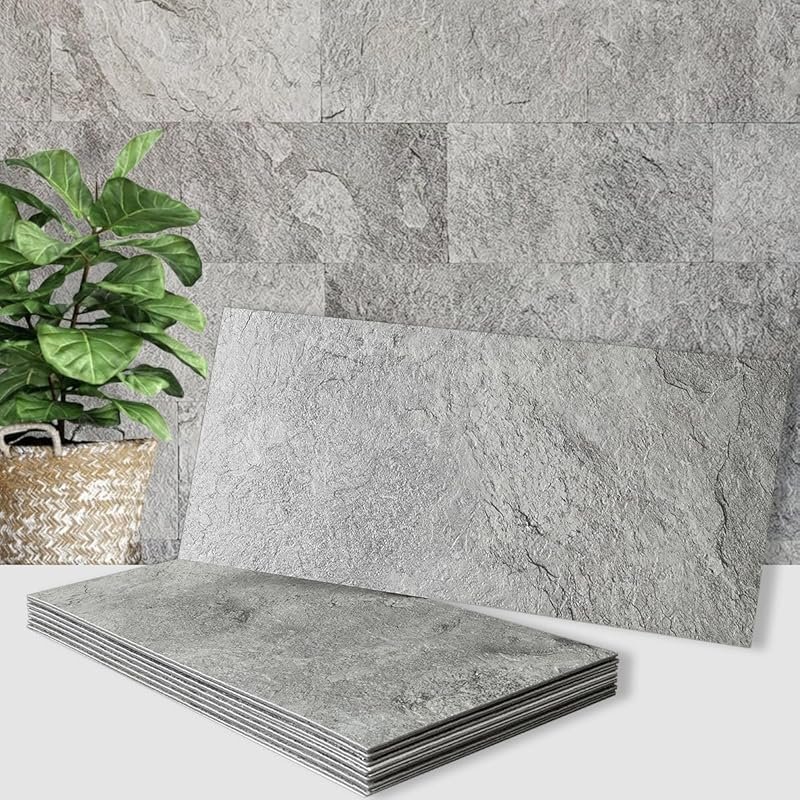 AULIGET 20-Piece Dark Slate Peel and Stick Backsplash Tiles, 6x12 PVC 