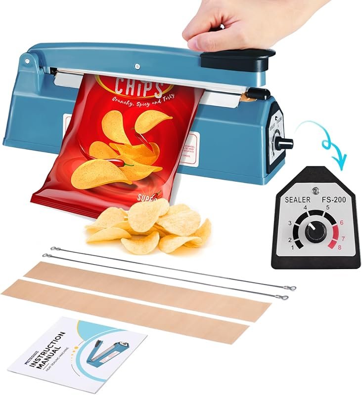METRONIC 8 Inch Manual Impulse Heat Sealer for Plastic Bags PE PP with