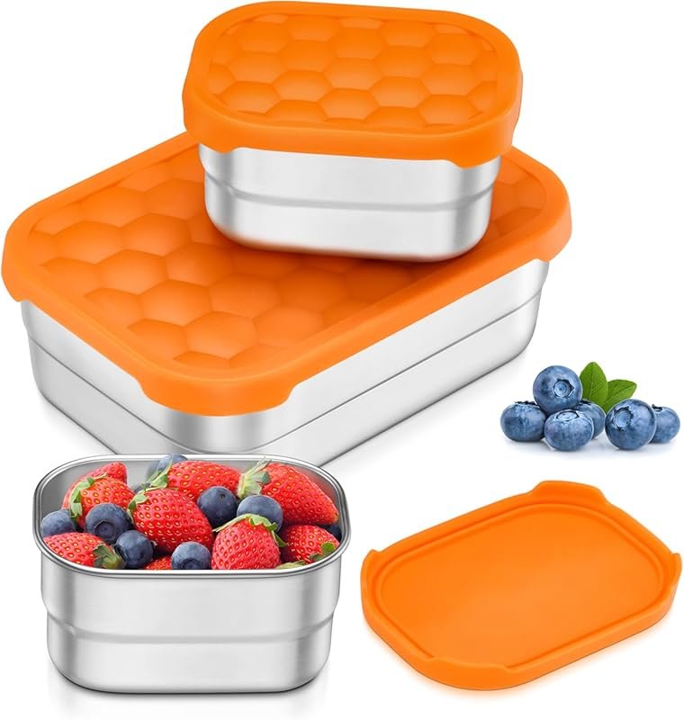 Leonyo Stainless Steel Lunch Containers for Kids 18/10 Food Containers