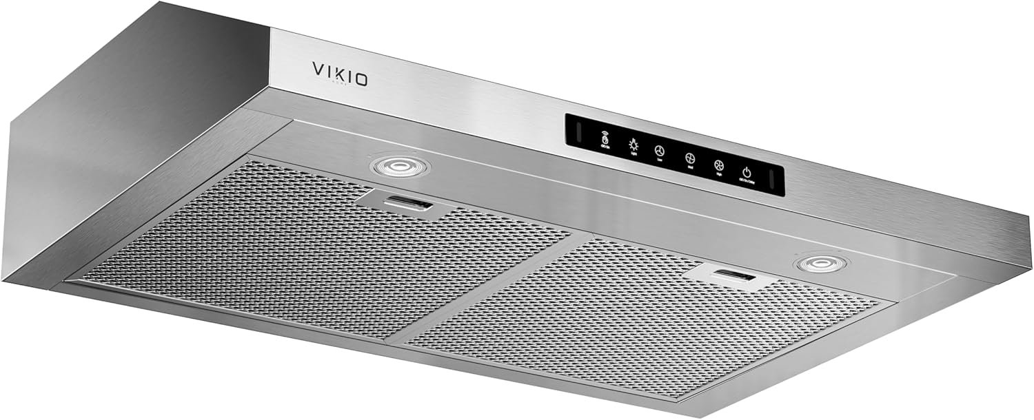 VIKIO HOME 30 Inch Under-Cabinet Range Hood 900 CFM Gesture Touch Cont