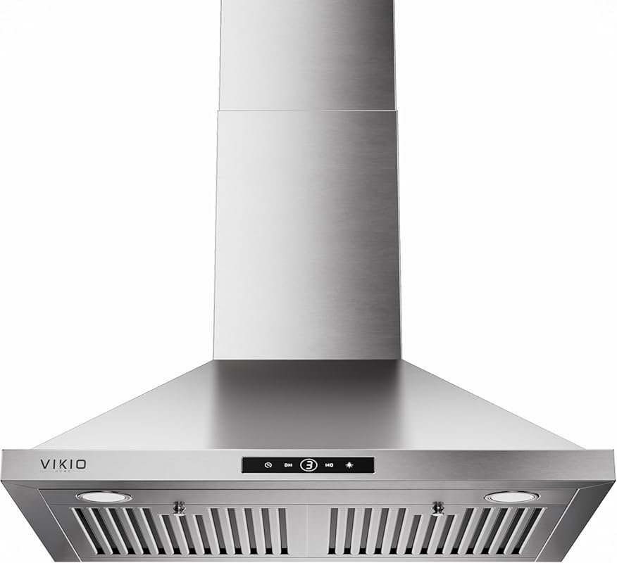 VIKIO HOME 30 Inch Wall Mount Range Hood 580 CFM Ducted/Ductless Stain