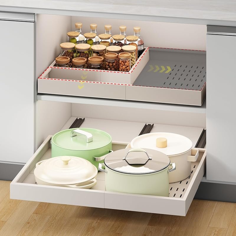 Pull Out Cabinet Organizer Expandable 14-21 Wide, 17-24 Deep, 3 Ra