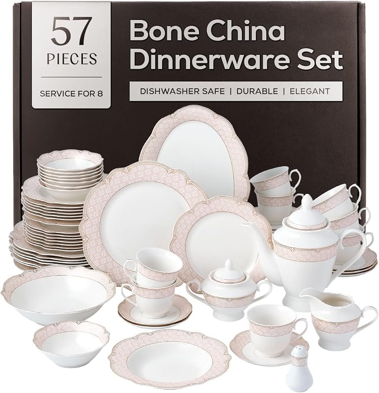 Joseph Sedgh Collection Sandra 57-Piece Bone China Dinnerware Set for 