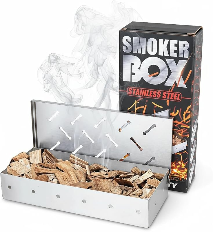 Universal Stainless Steel Smoker Box for Gas and Charcoal Grills, Heav