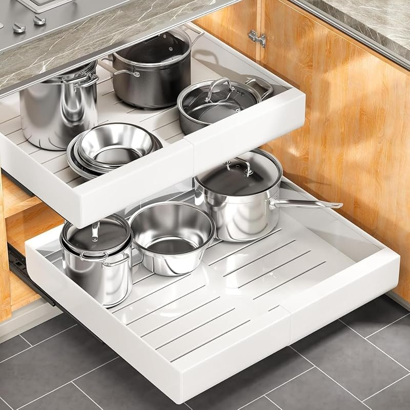 2-Pack Expandable Pull Out Cabinet Organizer 12-20 Heavy Duty Adhesiv