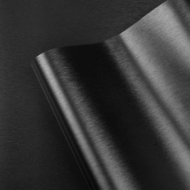 LXCREAT Black Metallic Peel and Stick Wallpaper - Brushed Stainless St