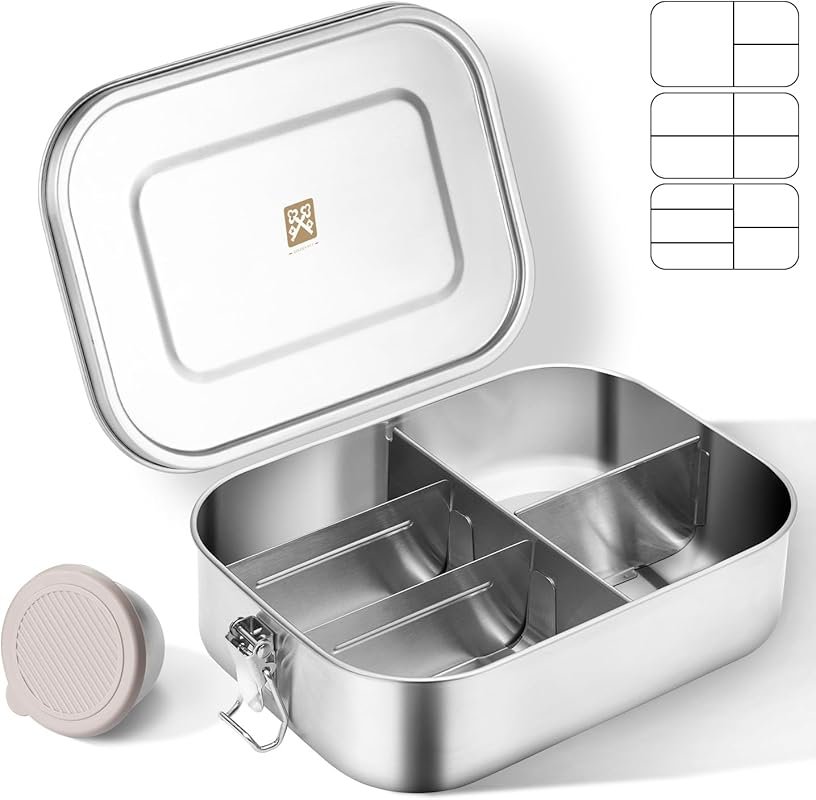 GOLDEN KEY 47oz Stainless Steel Bento Box with 5 Compartments, Large T