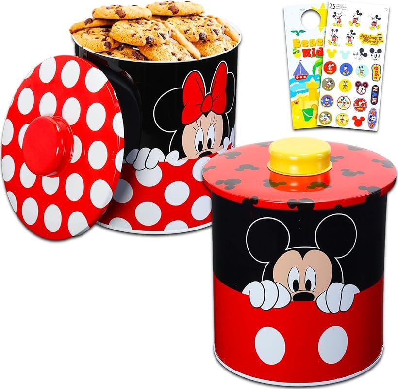 Disney Mickey and Minnie Cookie Jar Set – Bundle with 2 Tin Canister J