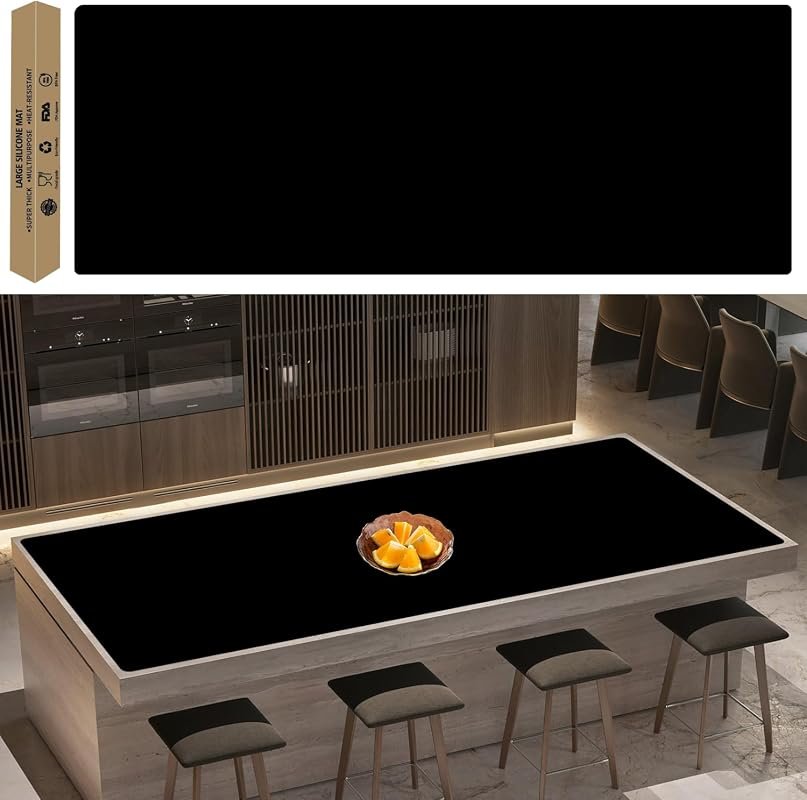 Super Large 120x24 Inch Silicone Mat for Kitchen Counter, Non-Slip Hea