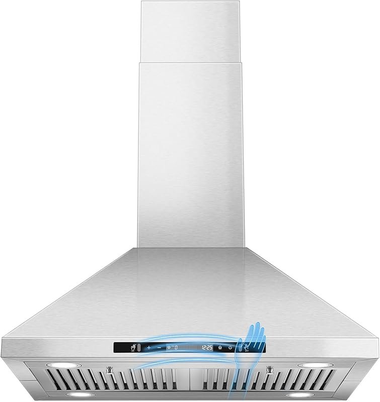 Tieasy 30 Inch Island Range Hood 700 CFM, Gesture & Touch Control, Sta