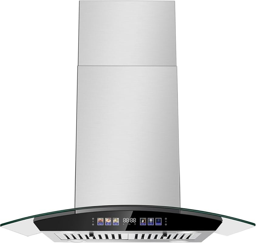 Tieasy 30 Inch Island Range Hood 700 CFM, Color Gesture & Touch Contro