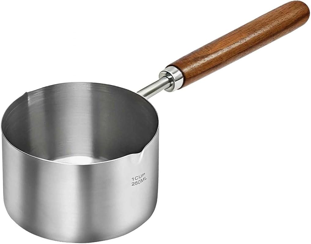 Mini Stainless Steel Butter Warmer Pot 250ml, Small Sauce Pan with Dua