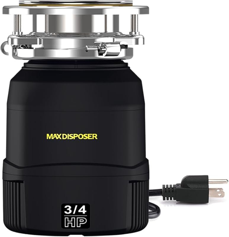 Small 3/4 HP Continuous Feed Garbage Disposal for Kitchen Sink, Quiet 