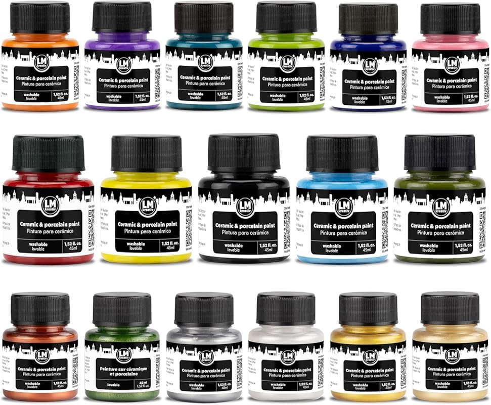 Ceramic and Porcelain Paint Set 17 x 1.52 fl oz – Color Cosmos – Dishw