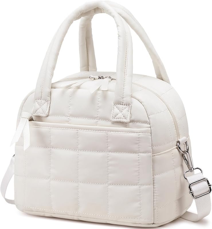 LEDAOU Quilted Puffer Lunch Box for Women, Insulated Reusable Lunch Ba