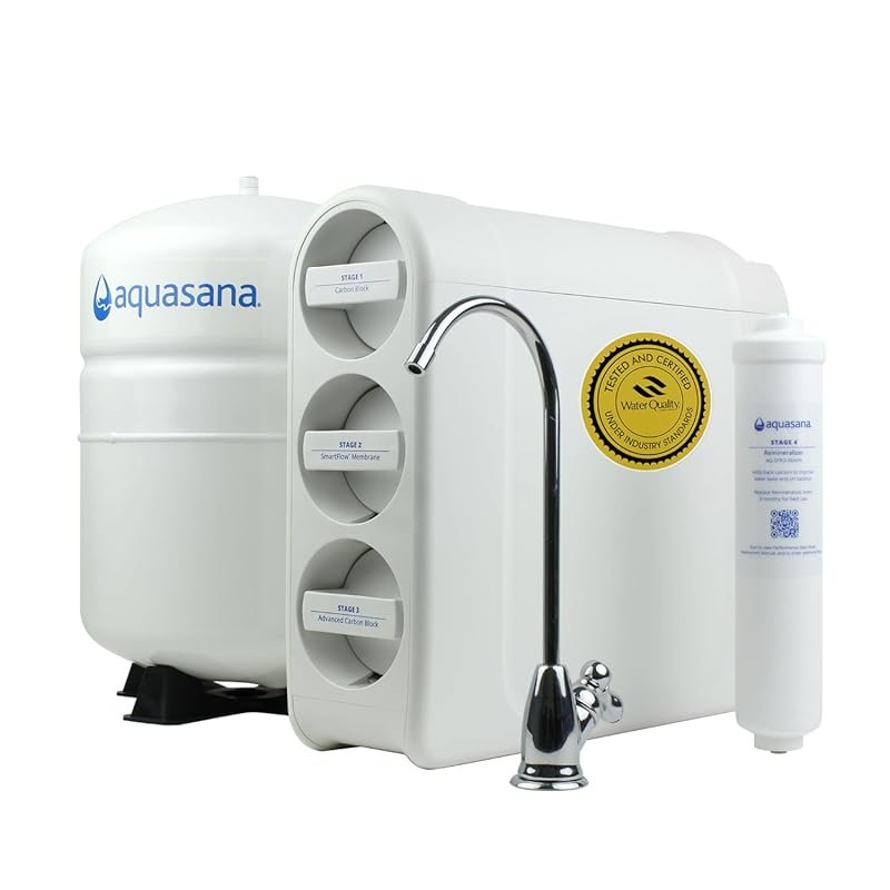 Aquasana SmartFlow Under Sink RO Water Filter, WQA Certified, Removes 