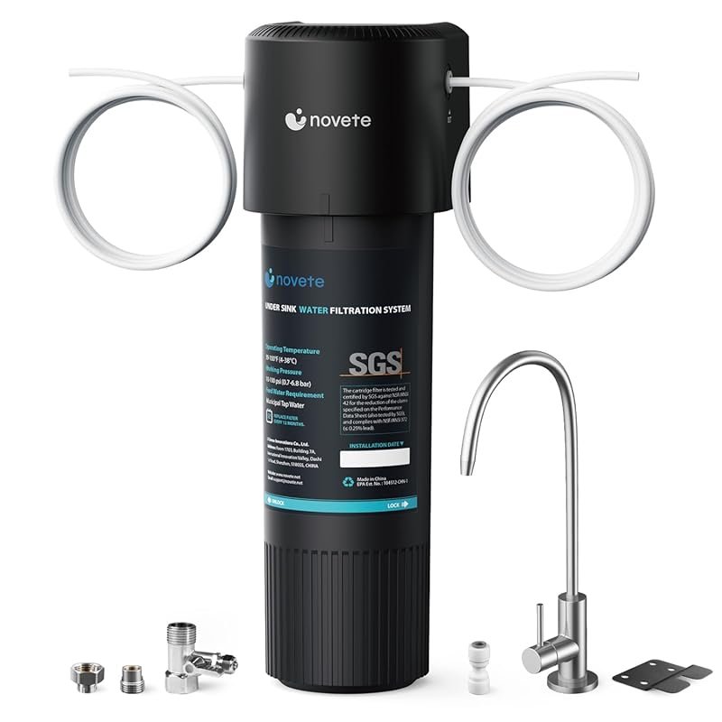 NOVETE Under Sink Water Filter - 3-Year, 30,000 Gallons, Reduce 99.5%