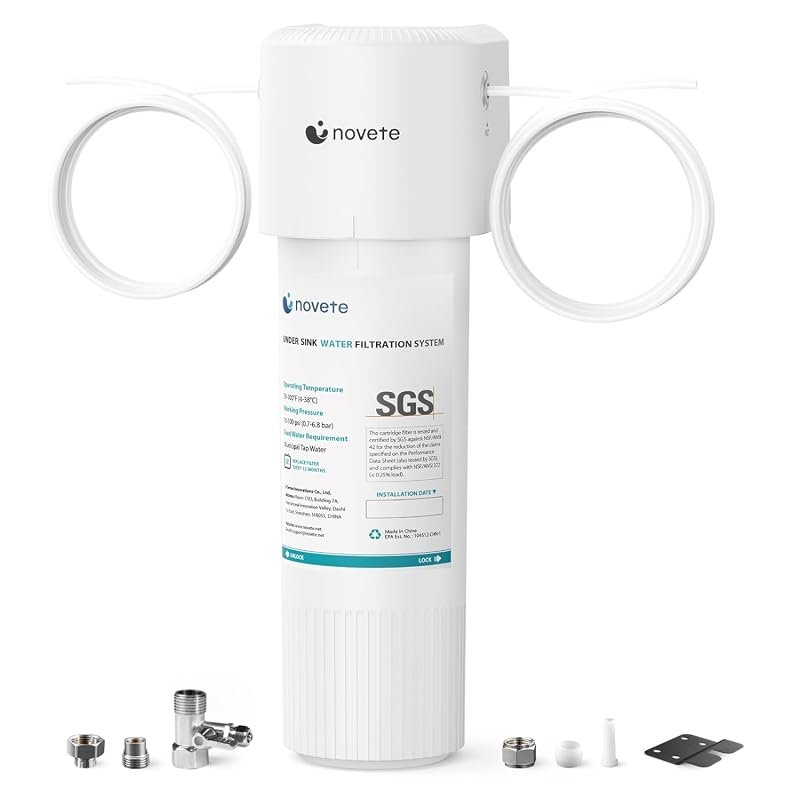 NOVETE Under Sink Water Filter - 3 Years, 30,000 Gallons, Reduce 99.5%