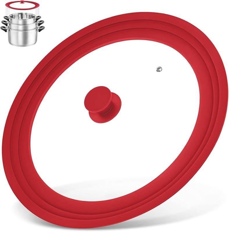 Extra Large 13-15 Inch Universal Tempered Glass Lid with Silicone Edge