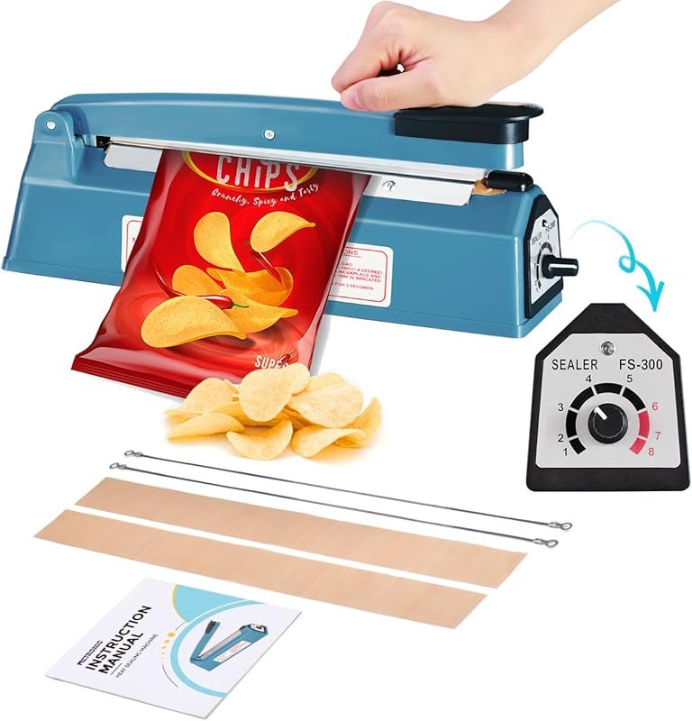 METRONIC 12 Inch Manual Impulse Heat Sealer for Plastic Bags PE PP wit