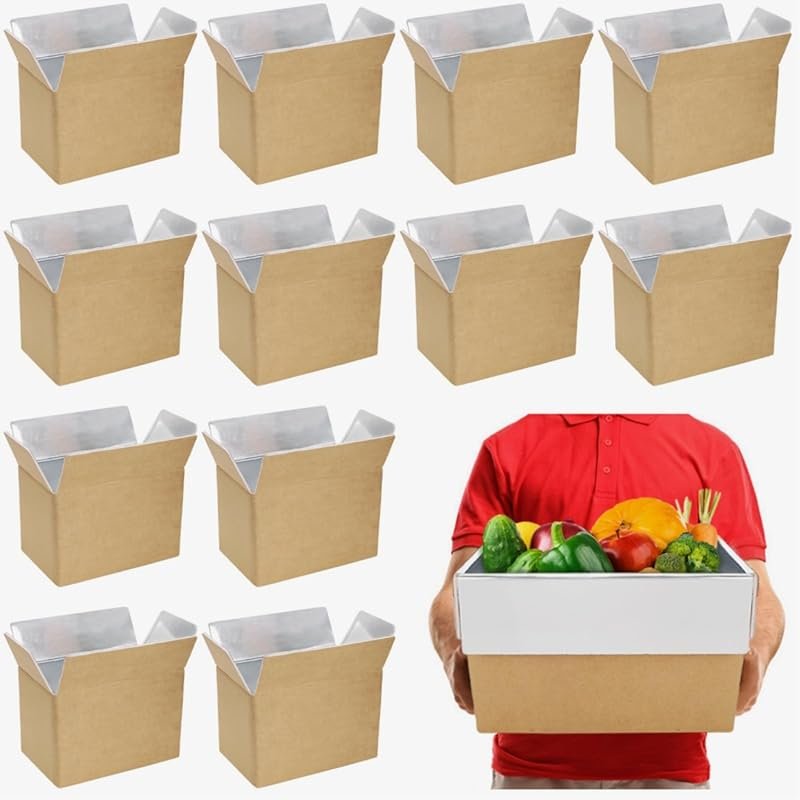 ZAVOOS 12 Pack Insulated Shipping Box with Aluminium Liner for Hot & F