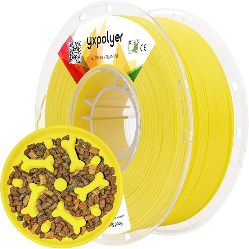 YXPOLYER PLA+ Food-Grade 1.75mm 3D Printer Filament 1kg Yellow with PC