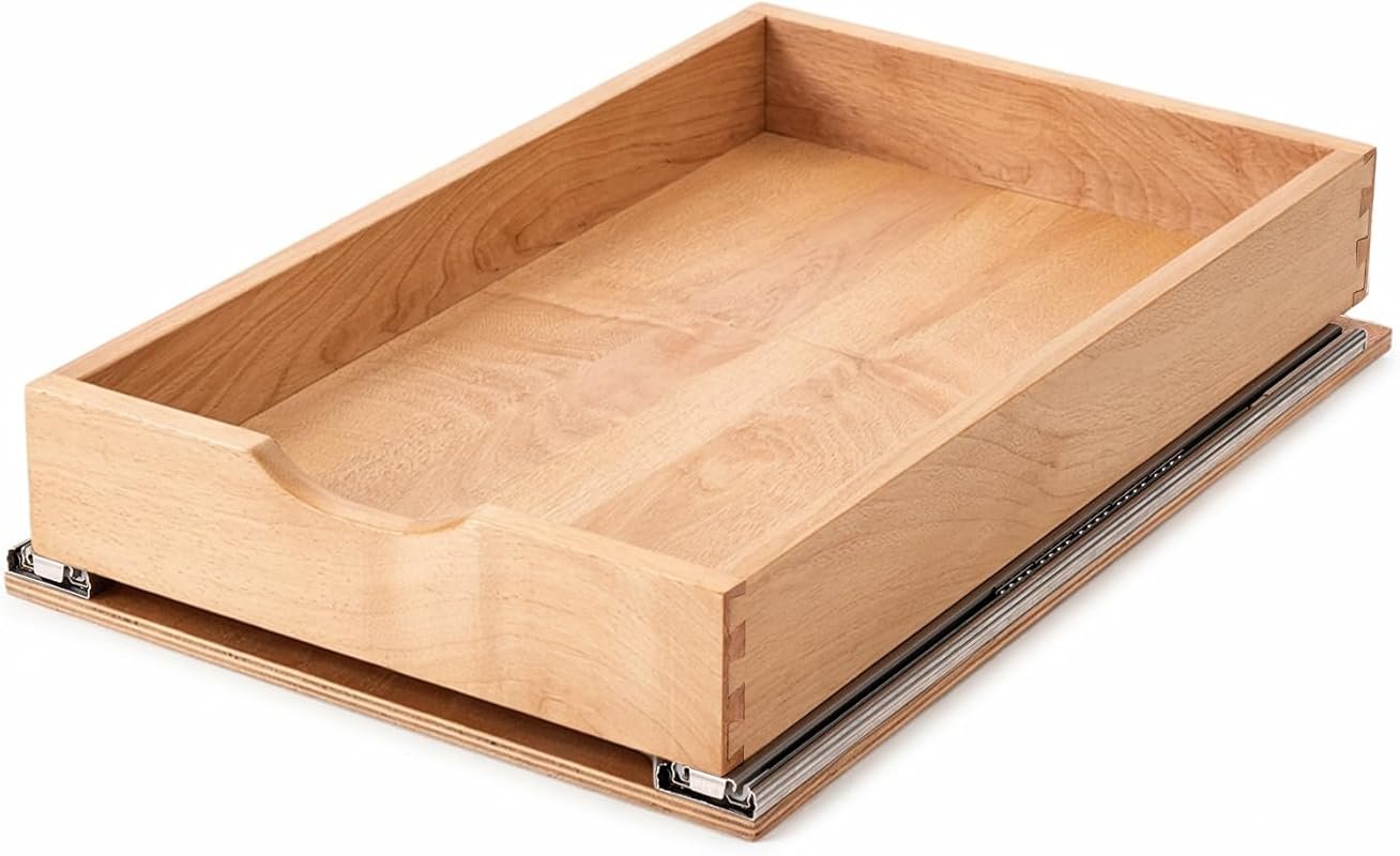 Solid Beechwood Pull Out Cabinet Drawers, Pre-Assembled with Soft Clos