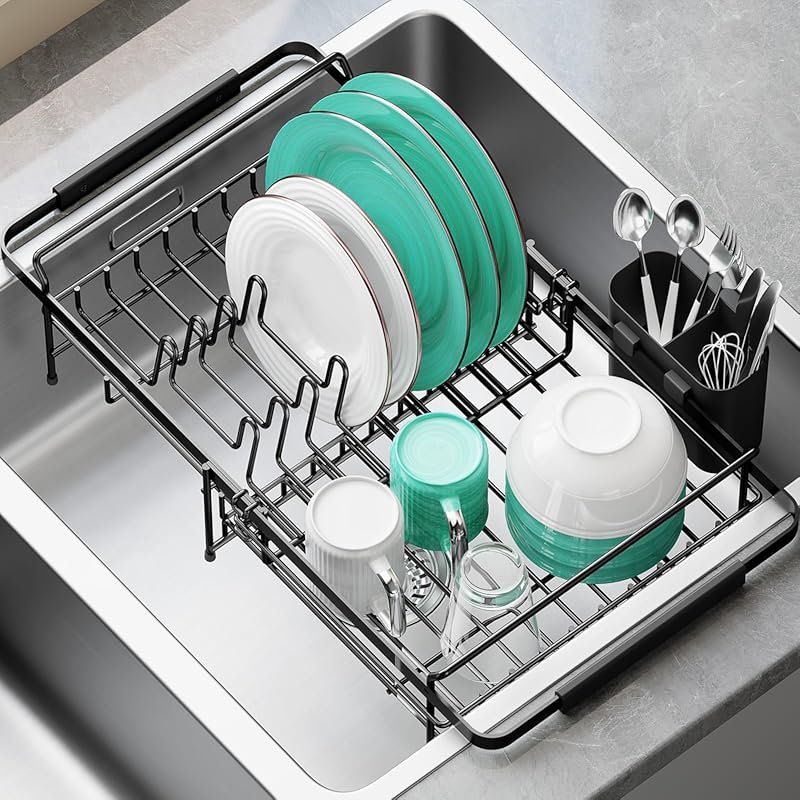 Urackify Expandable Over-the-Sink Dish Drying Rack – 14.5''-18''L with