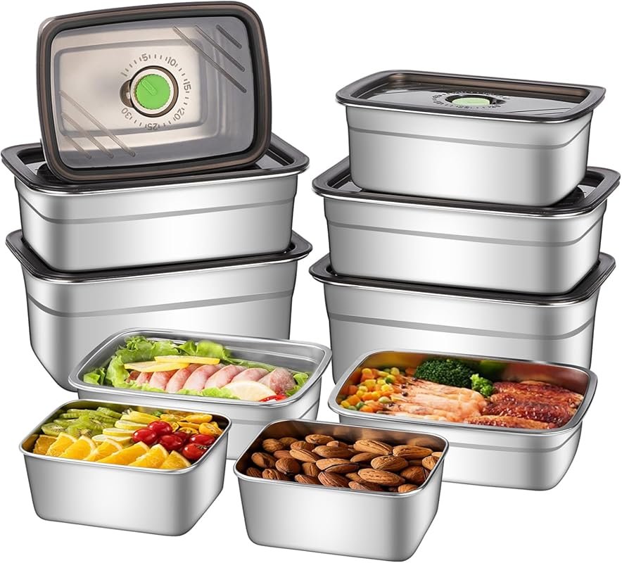 GIUOIDUO 10-Piece Stainless Steel Food Storage Container Set with Airt