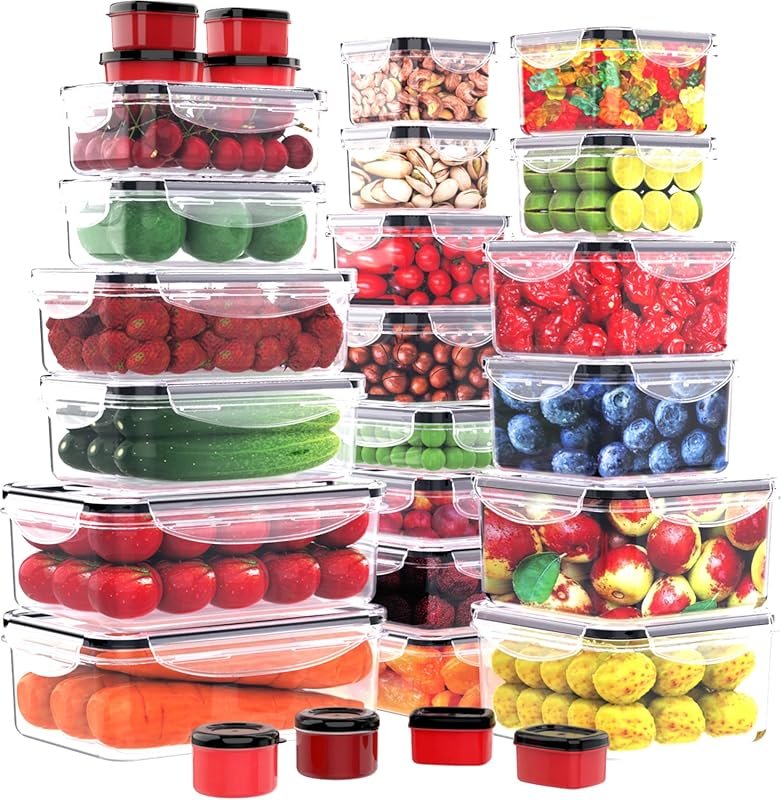 RockBerry 56 PCS Food Storage Containers with Airtight Lids, Microwave