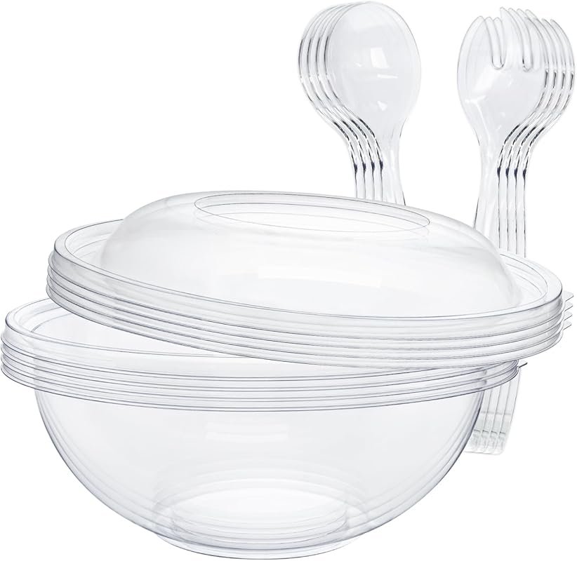 EcoDispose Clear Plastic Serving Salad Bowl Sets, 160 oz 16 Pieces