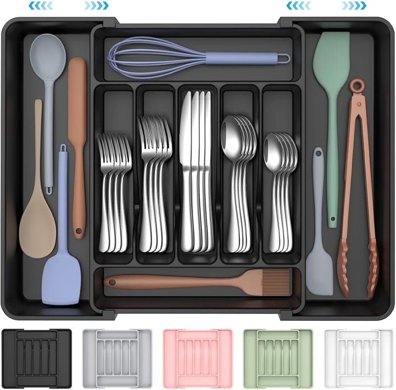 ukeetap Extra Large Expandable Silverware Organizer Food-Safe Cutlery