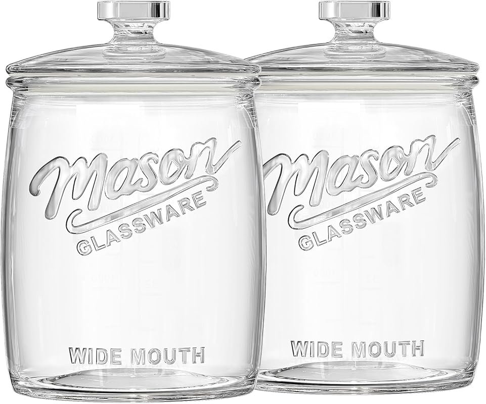 Folinstall 2 Pack 1 Gallon Large Glass Cookie Jars with Airtight Lids,