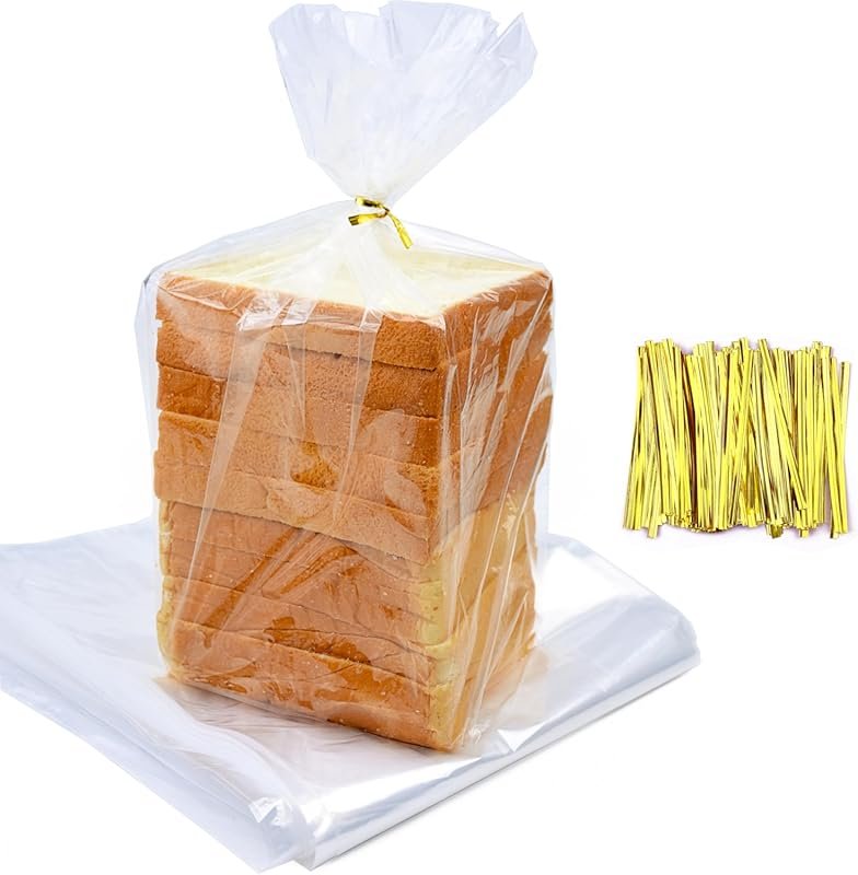 Homrelaxy 75-Pack Plastic Bread Bags 18x8x4 with 90 Ties, Reusable Cle