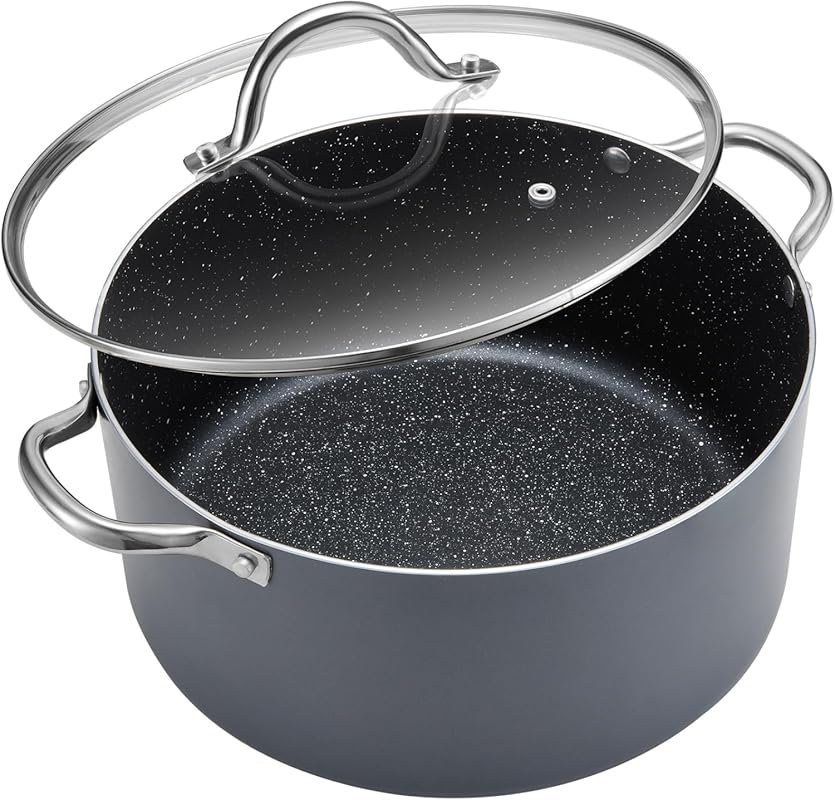 BEZIA 12 Quart Nonstick Induction Stock Pot with Lid, Aluminum Soup St