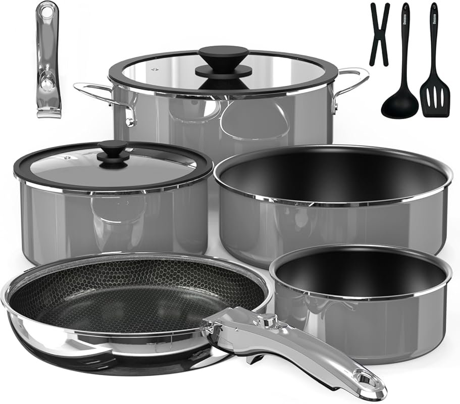 Pro DUXANO 12-Piece Ceramic Cookware Set, 2026 Upgraded Hybrid 3-Ply F