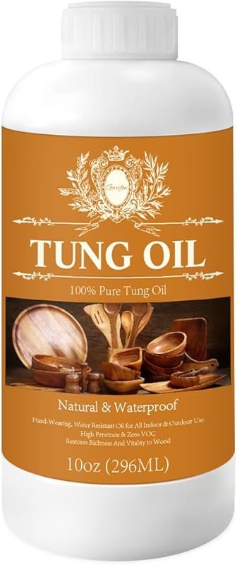 Pure Tung Oil 10 oz - Food Grade Waterproof Wood Sealer for Furniture,