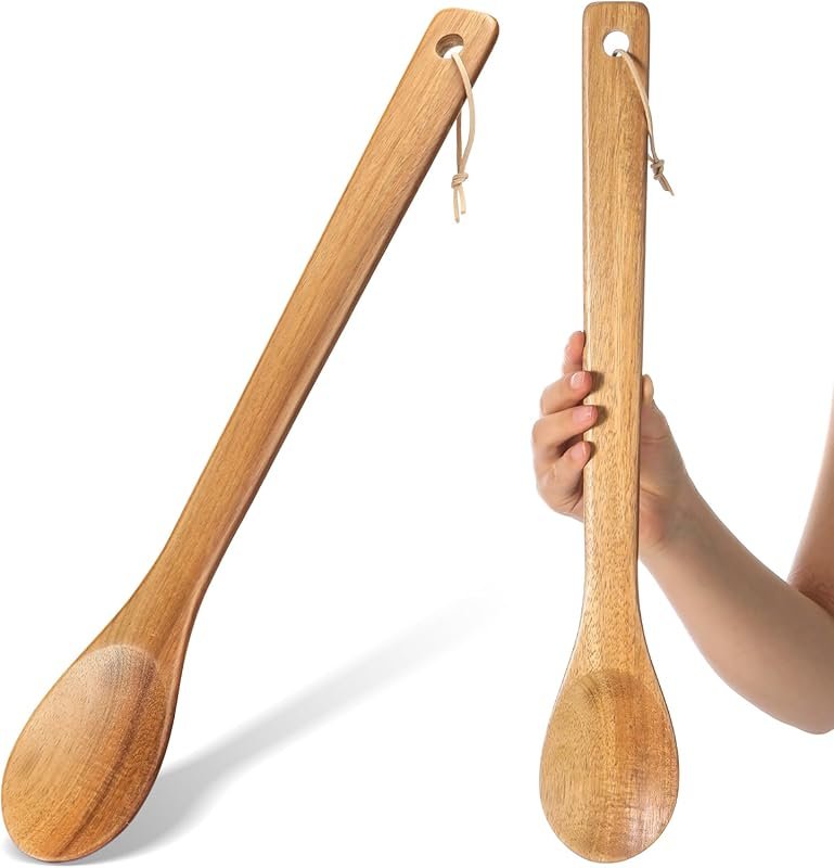 Baderke 18-Inch Long Heavy Duty Wooden Spoon - Nonstick Stir Paddle, A