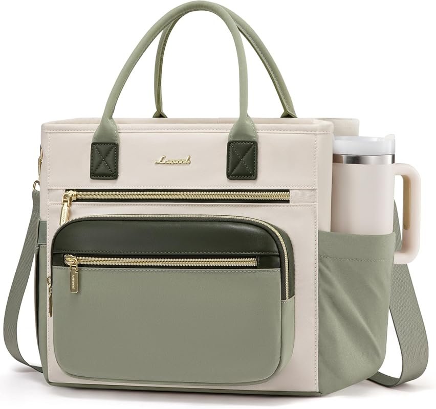 LOVEVOOK Insulated Wide Opening Lunch Box for Women – Large Leakproof Cooler Bag with Cup Holder, Perfect for Work, Picnic, Beach
