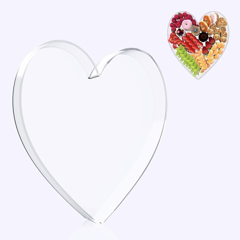 11 Inch Acrylic Heart Shaped Charcuterie Board - Dessert Appetizer Dis