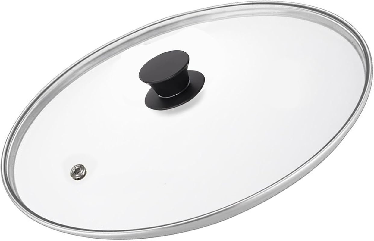 14-Inch Glass Lid Replacement with Steam Vent and Stainless Steel Cove